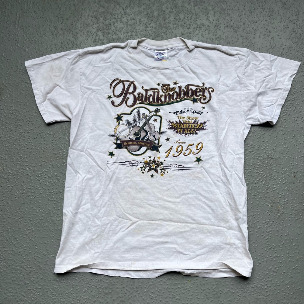 Vintage Baldknobbers Branson Missouri T-Shirt Delta Pro Weight Graphic Tee White